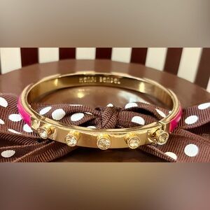 EUC!! FULL INCLUSION HENRI BENDEL GOLD/FUCHSIA SWAROVSKI CRYSTAL BANGLE 🩷